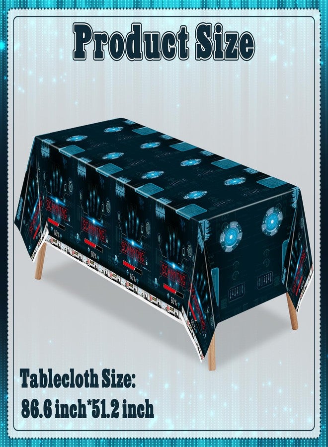 K1tpde Blue Spy Party Tablecloths - 3PCS Secret Agent Theme Table Cover for Kids Birthday Party Escape Room Plastic Tablecloth Mystery Decorations for Boy Spy Detective Supplies - Image 2
